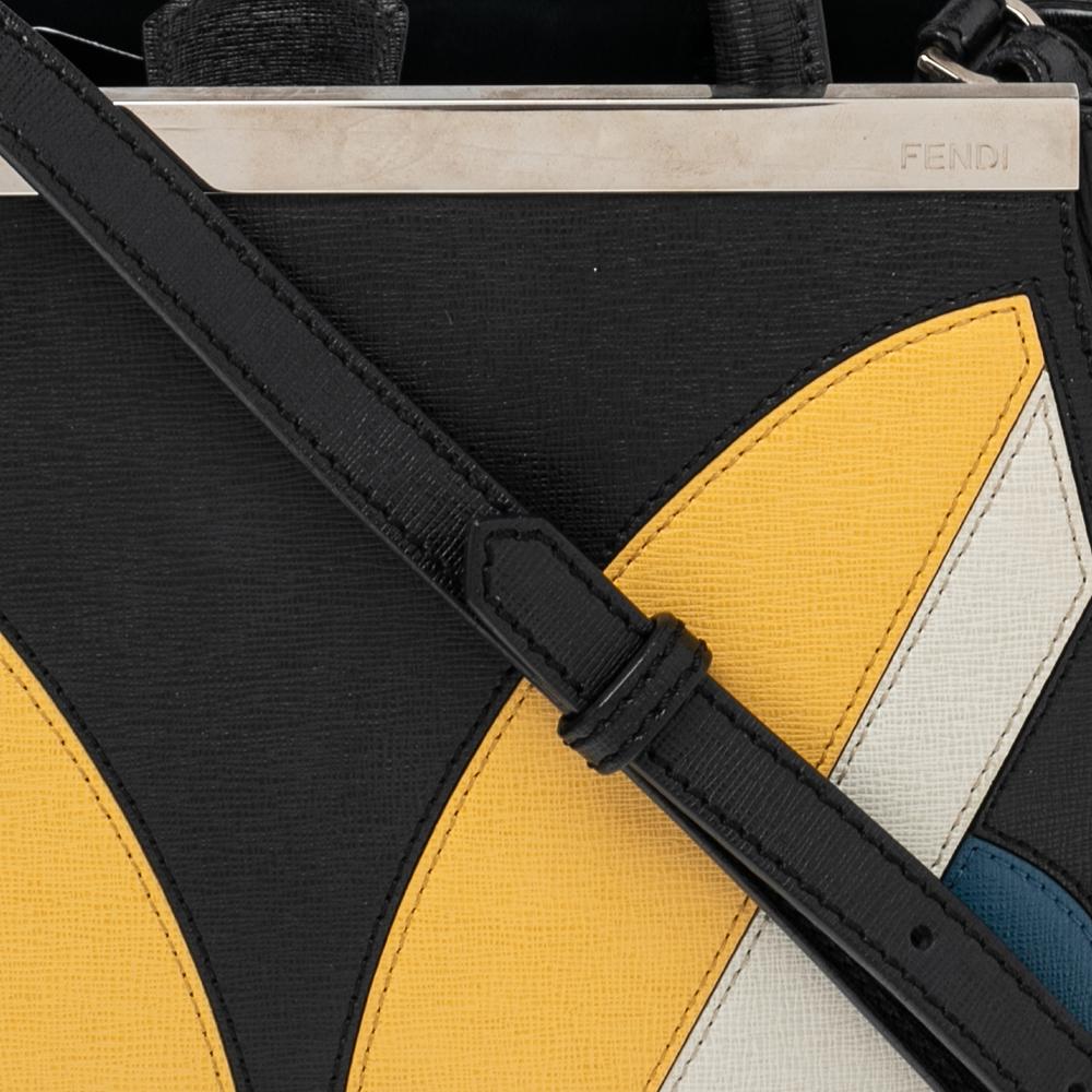Fendi Black Leather Monster Eyes Elite Mini 2jours Tote 4