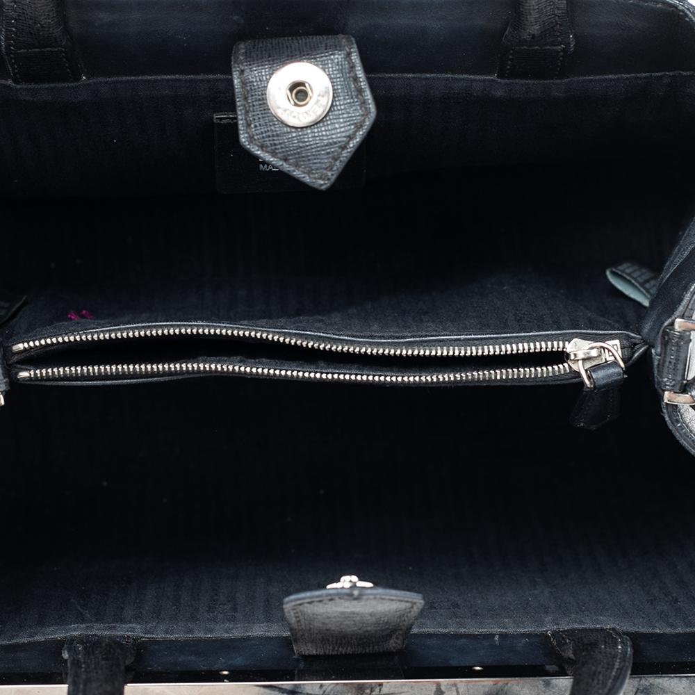 Women's Fendi Black Leather Monster Eyes Elite Mini 2jours Tote