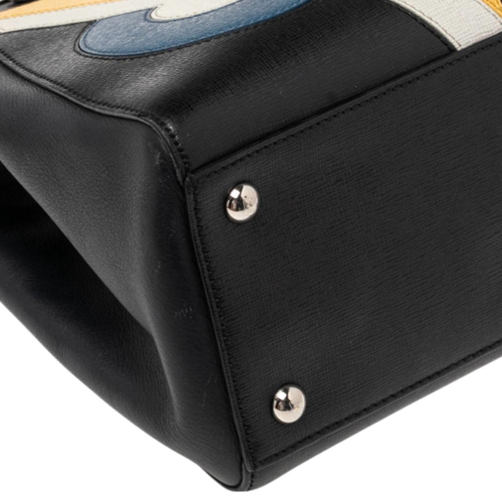 Fendi Black Leather Monster Eyes Elite Mini 2jours Tote 2