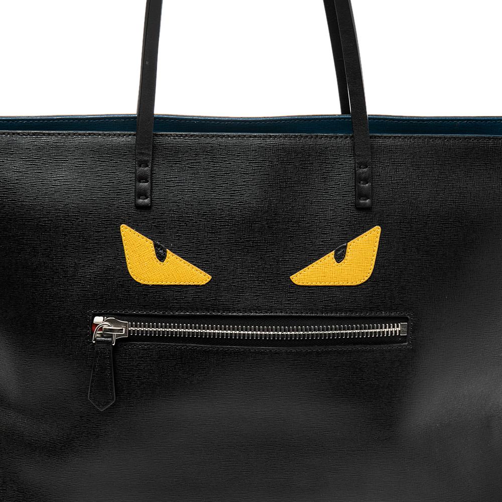 Fendi Black Leather Monster Roll Tote 3