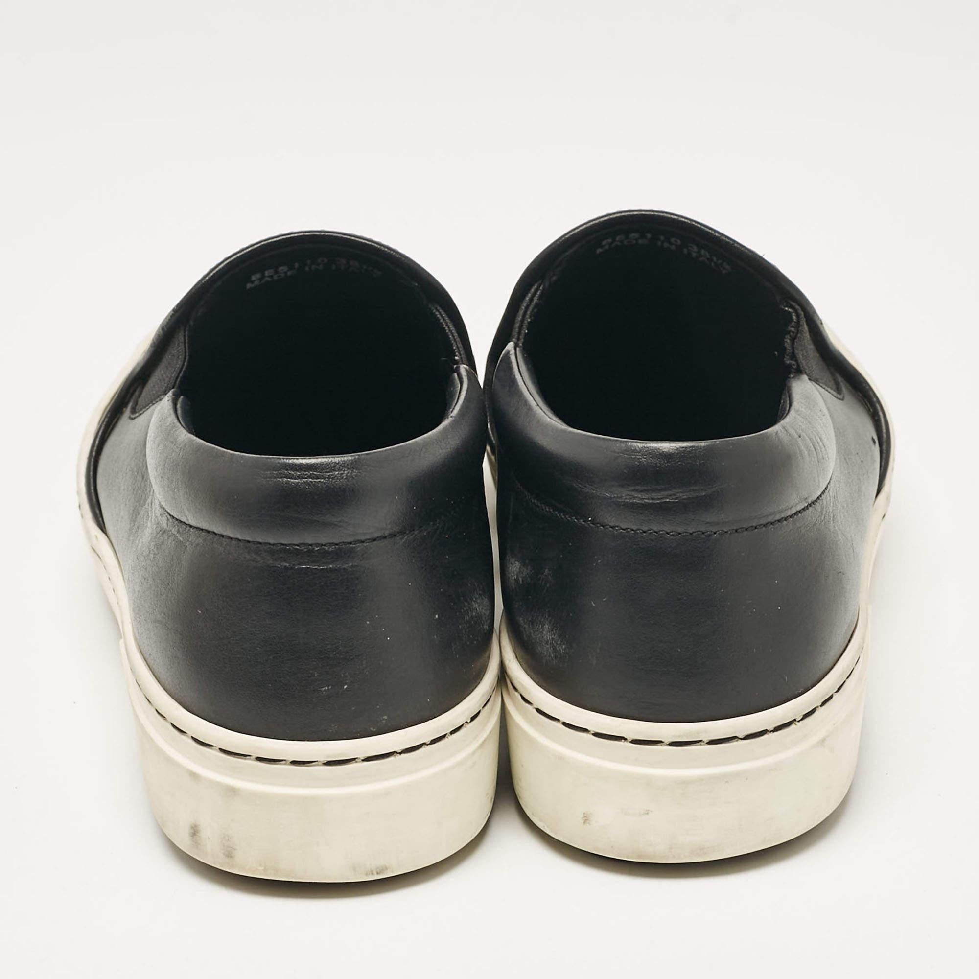 Fendi Black Leather Monster Slip On Sneakers 38.5 1
