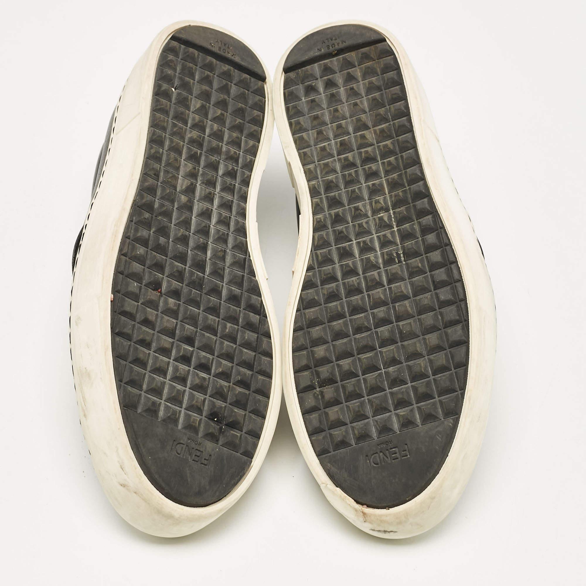 Fendi Black Leather Monster Slip On Sneakers 38.5 2
