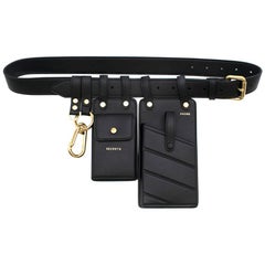 Used Fendi Black Leather Multi-Tool Belt Bag - New Season One size