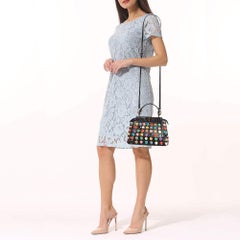 Fendi Black Leather Multicolor Studs Mini Peekaboo Top Handle Bag