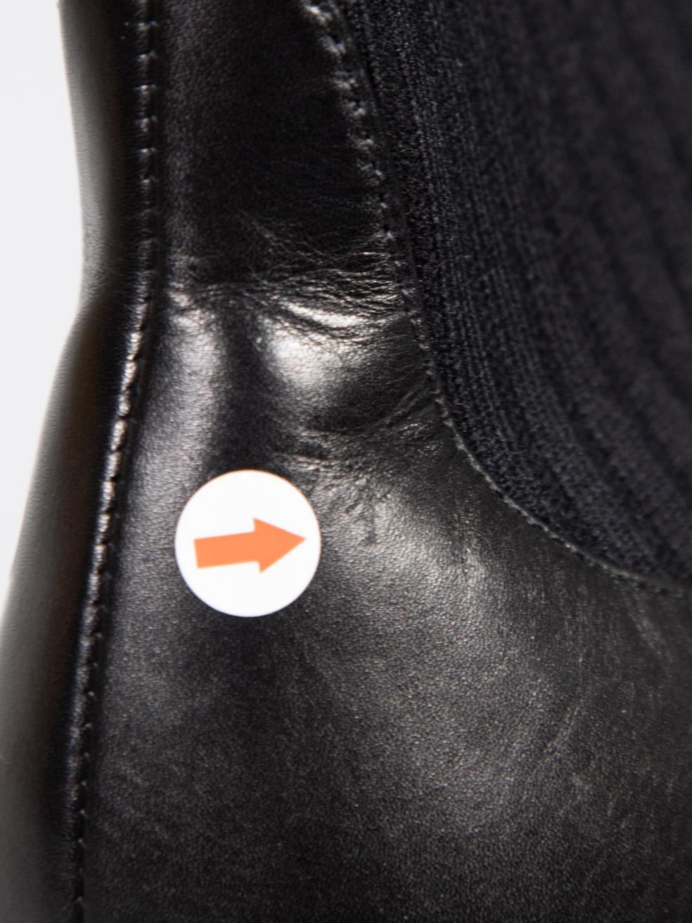 Fendi Black Leather Panelled Sock Boots Size IT 38.5 6
