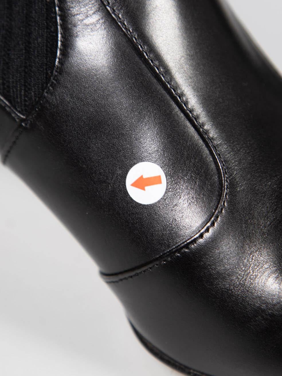 Fendi Black Leather Panelled Sock Boots Size IT 38.5 2
