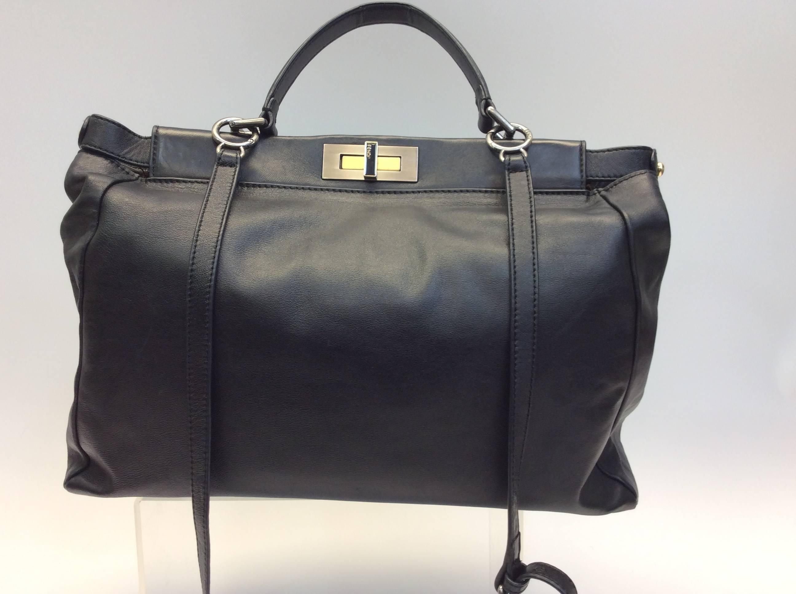 Fendi Black Leather Peek-A-Boo Purse In Excellent Condition In Narberth, PA