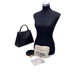 Fendi Black Leather Peekaboo Essentially Mini Top Handle Satchel Bag