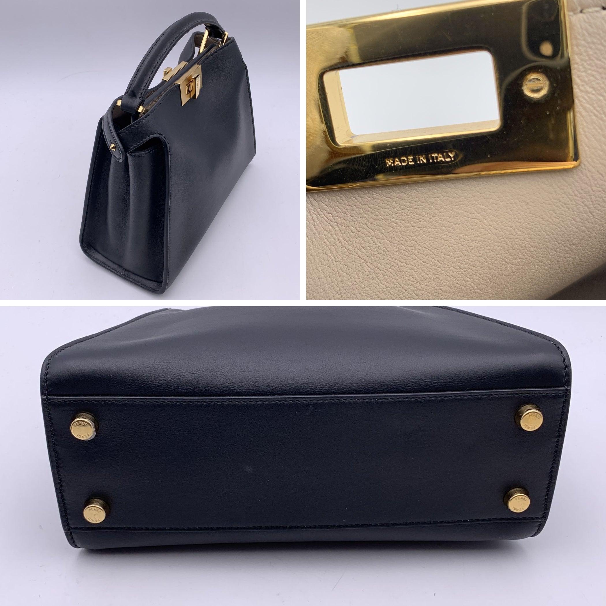 Fendi Black Leather Peekaboo Essentially Mini Top Handle Satchel Bag 2