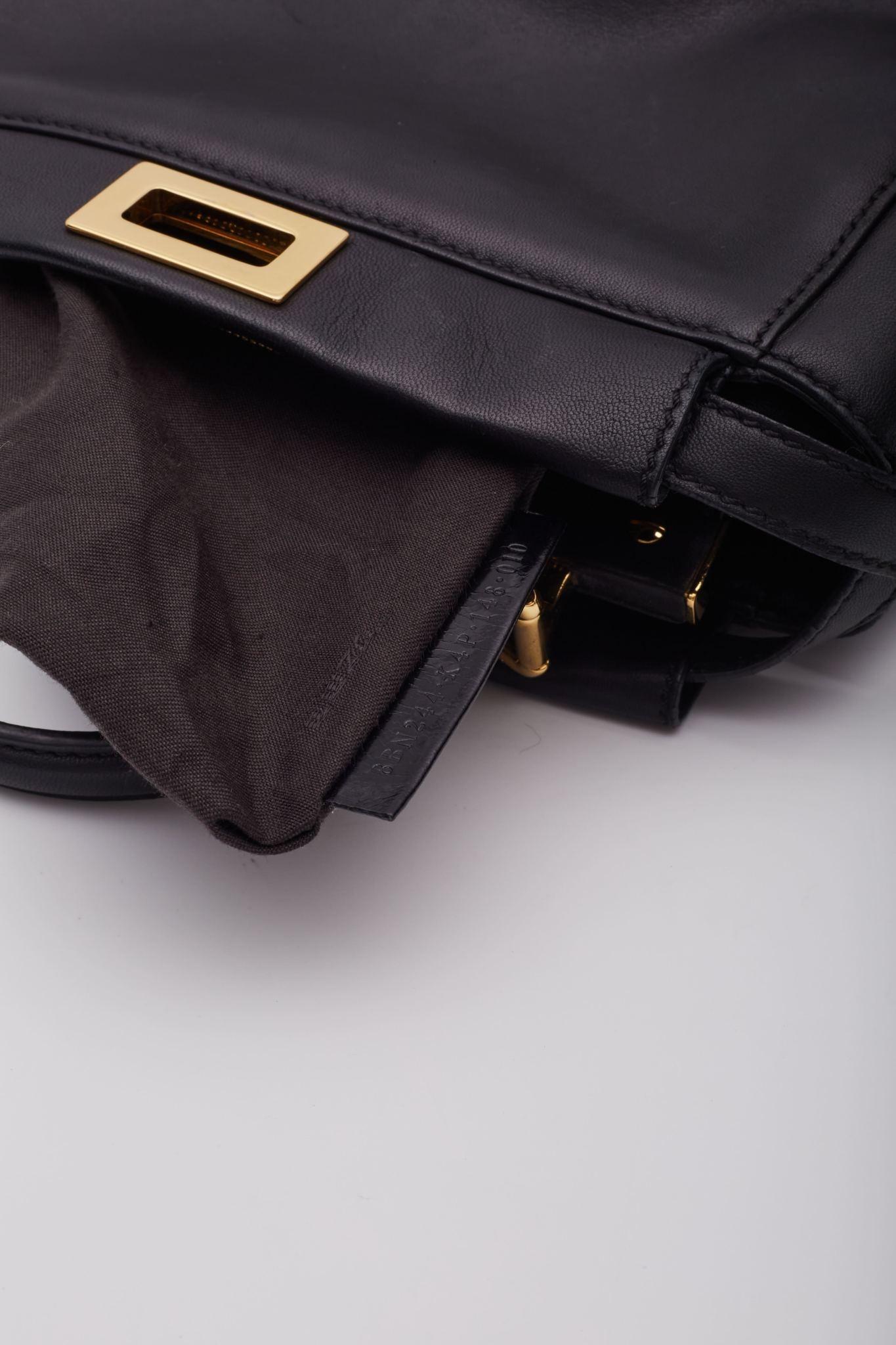 Fendi Black Leather Peekaboo Mini Top Handle Bag 7