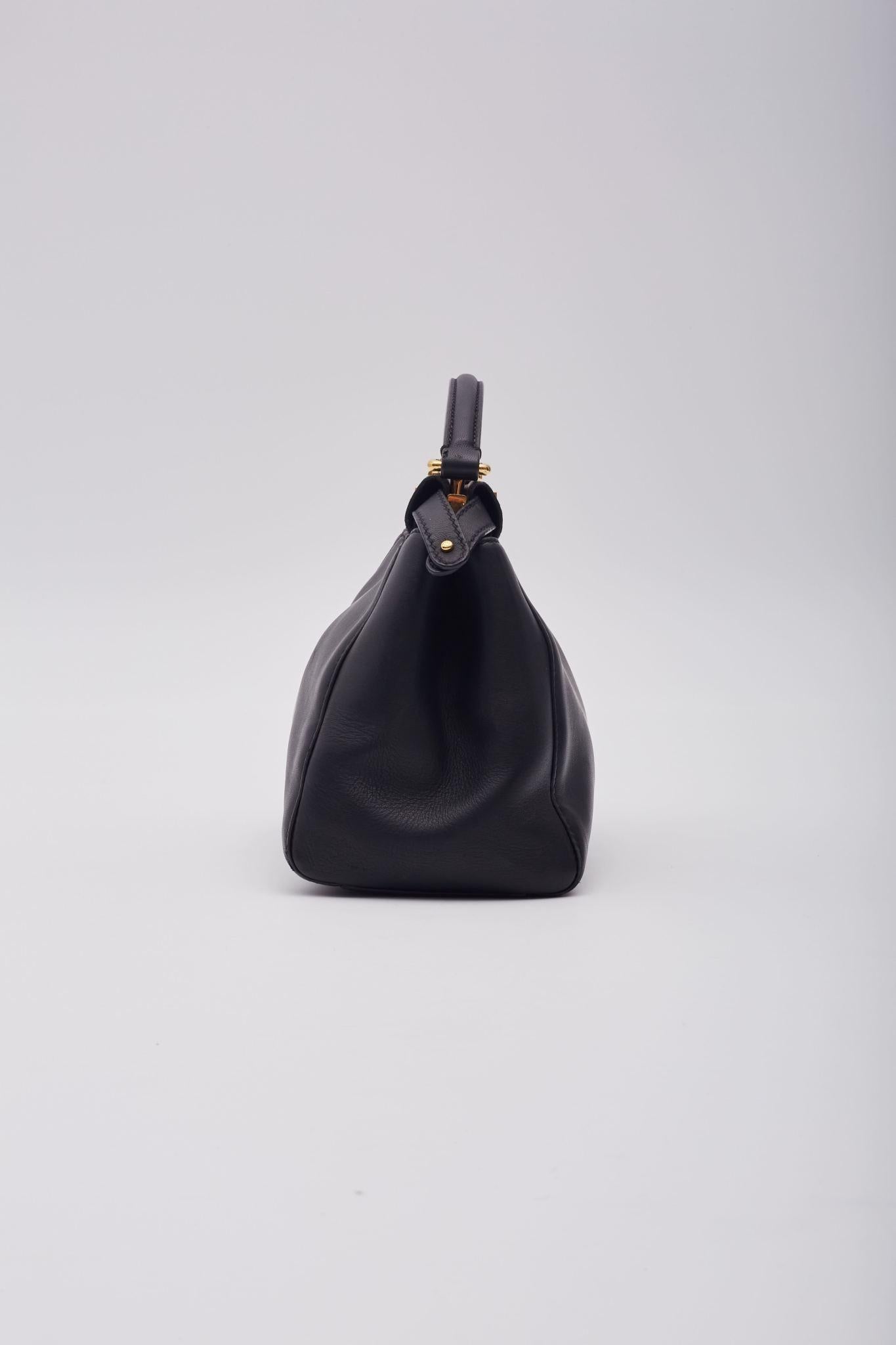 Fendi Black Leather Peekaboo Mini Top Handle Bag 1