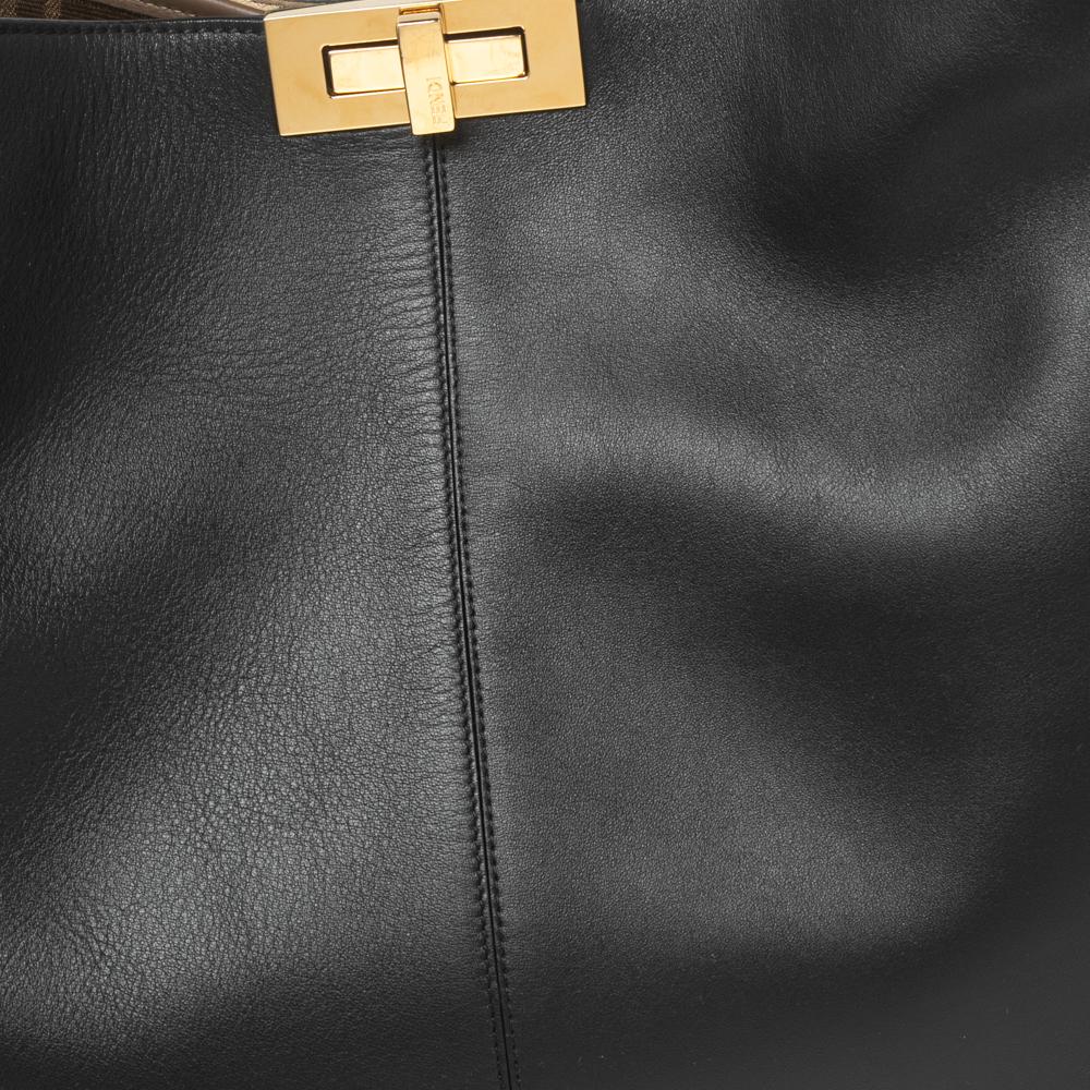 Fendi Black Leather Peekaboo X Lite Top Handle Bag 7
