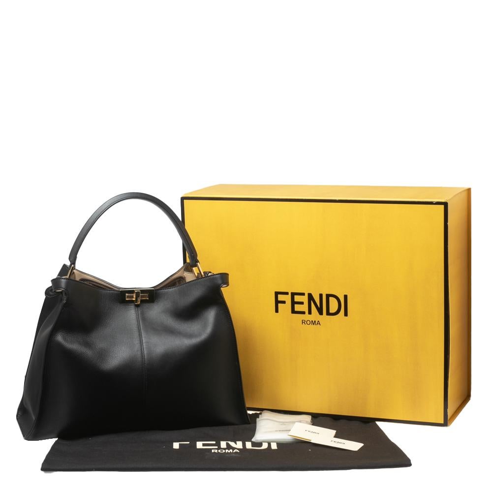 Fendi Black Leather Peekaboo X Lite Top Handle Bag 8