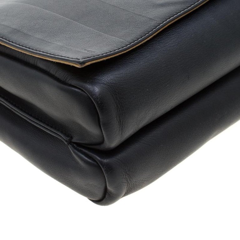 Fendi Black Leather Pequin Large Claudia Shoulder Bag For Sale at 1stdibs
