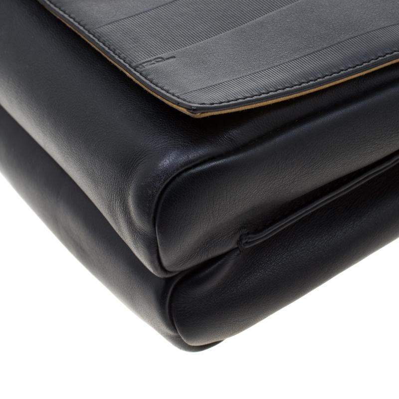 Fendi Black Leather Pequin Large Claudia Shoulder Bag 6
