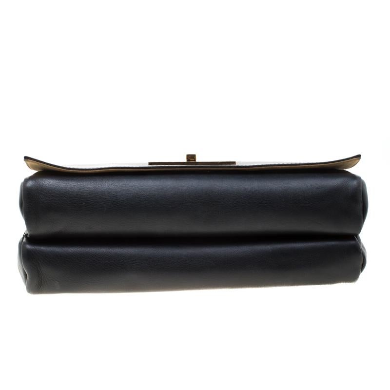 Fendi Black Leather Pequin Large Claudia Shoulder Bag 1