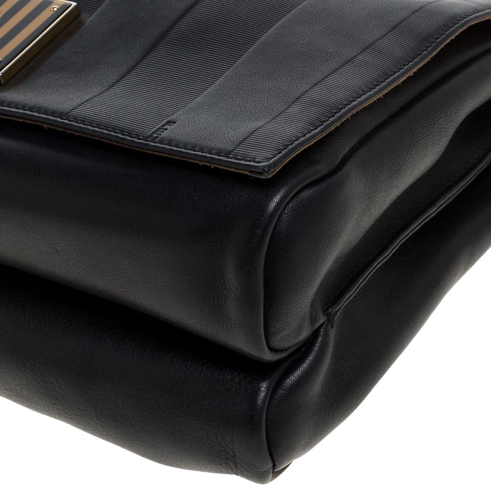 Fendi Black Leather Pequin Large Claudia Shoulder Bag 2