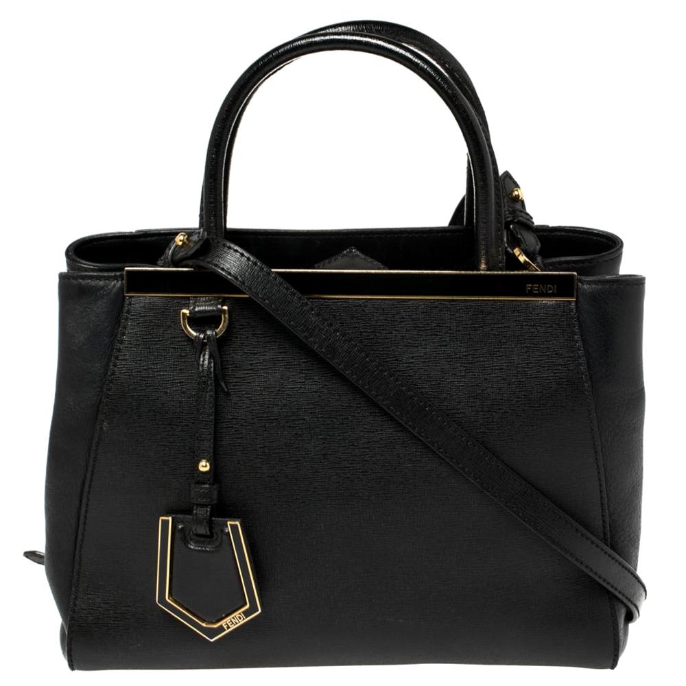 Fendi Black Leather Petite Sac 2jours Tote