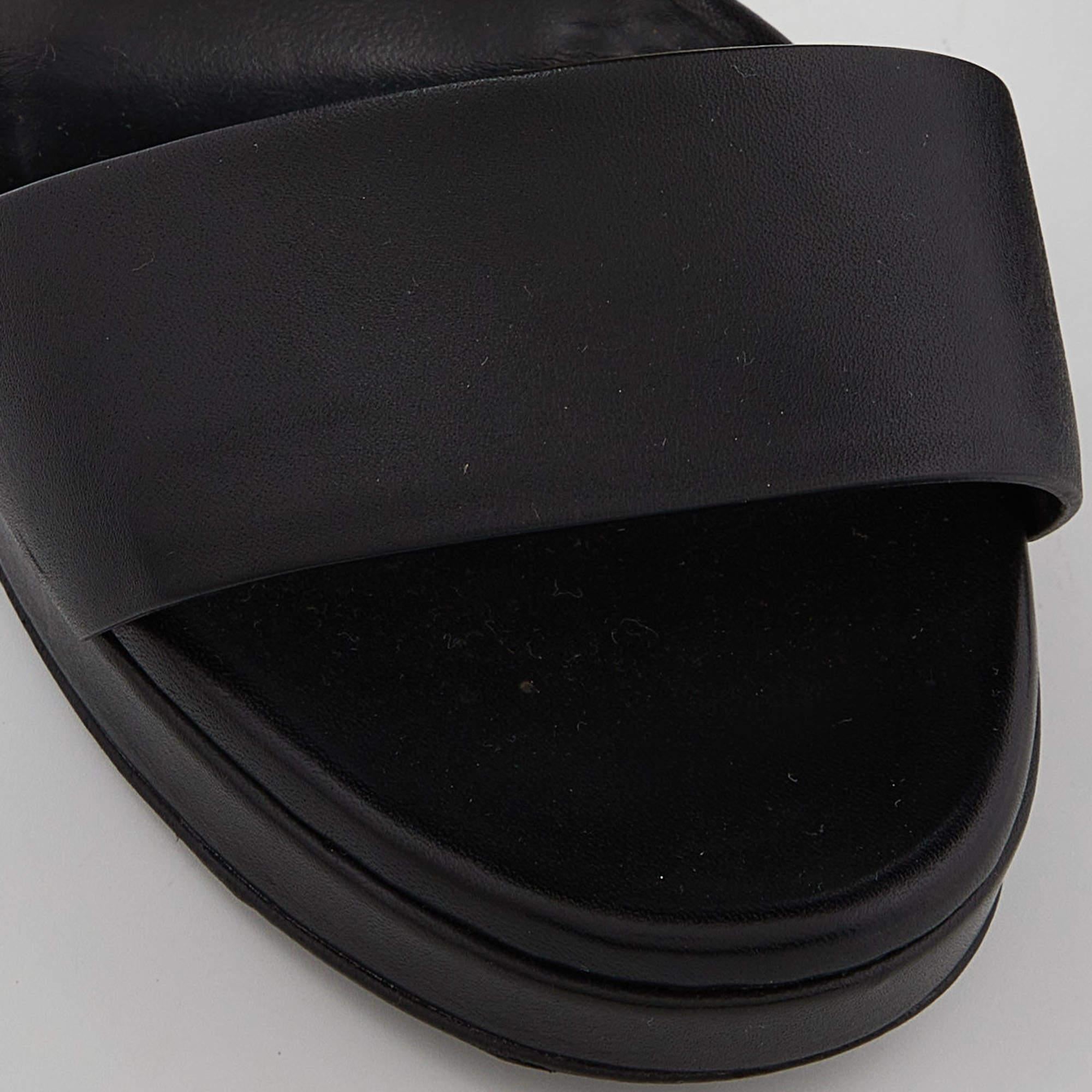 Fendi Black Leather Plateau Block Heel Sandals Size 39 For Sale 2
