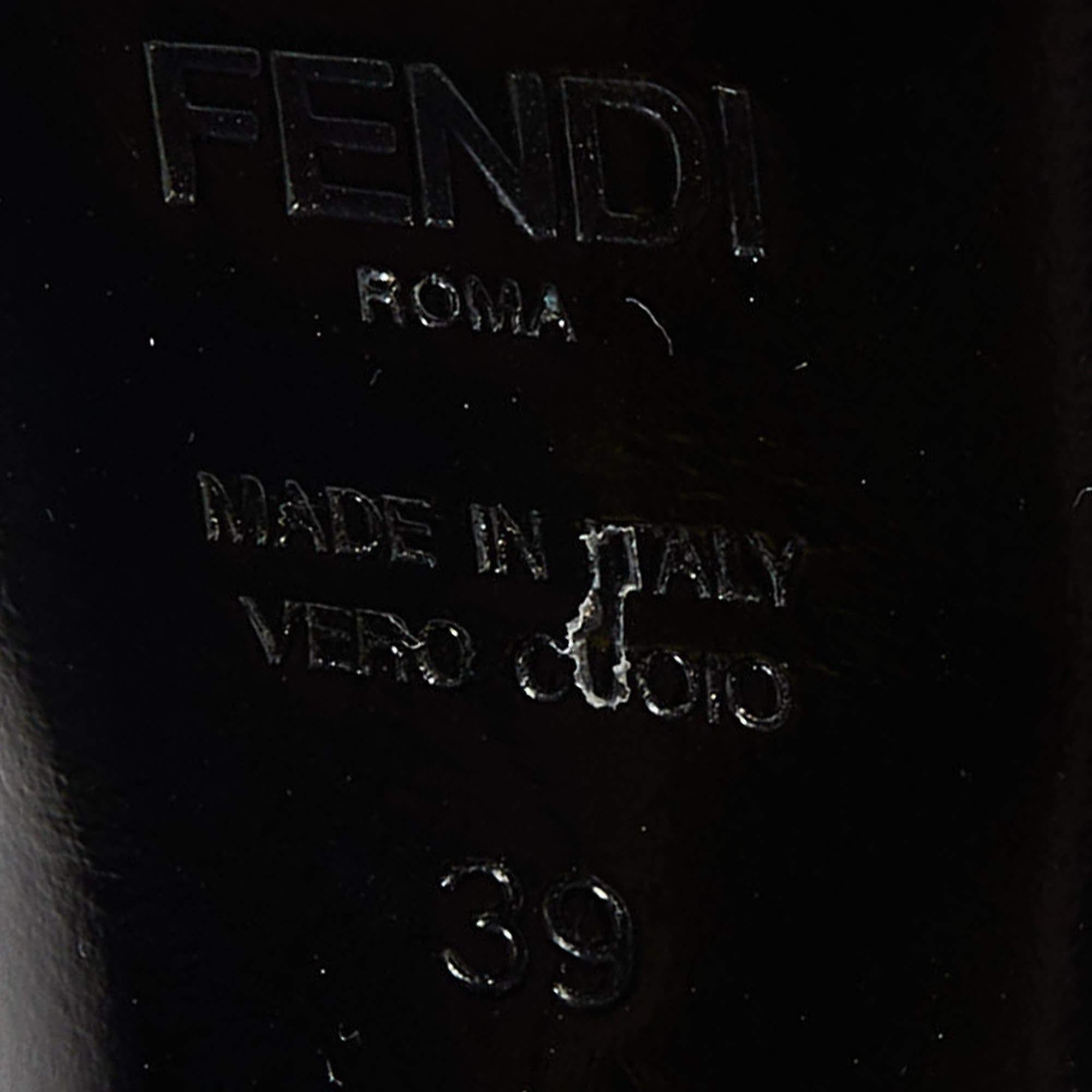 Fendi Black Leather Plateau Block Heel Sandals Size 39 For Sale 3
