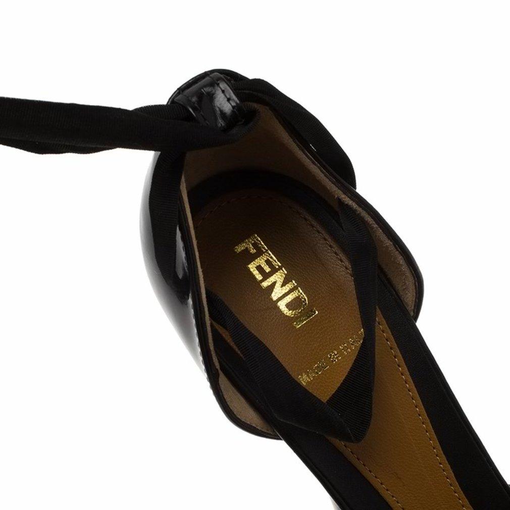 Fendi Black Leather Platform Ankle Strap Pumps Size 37 3