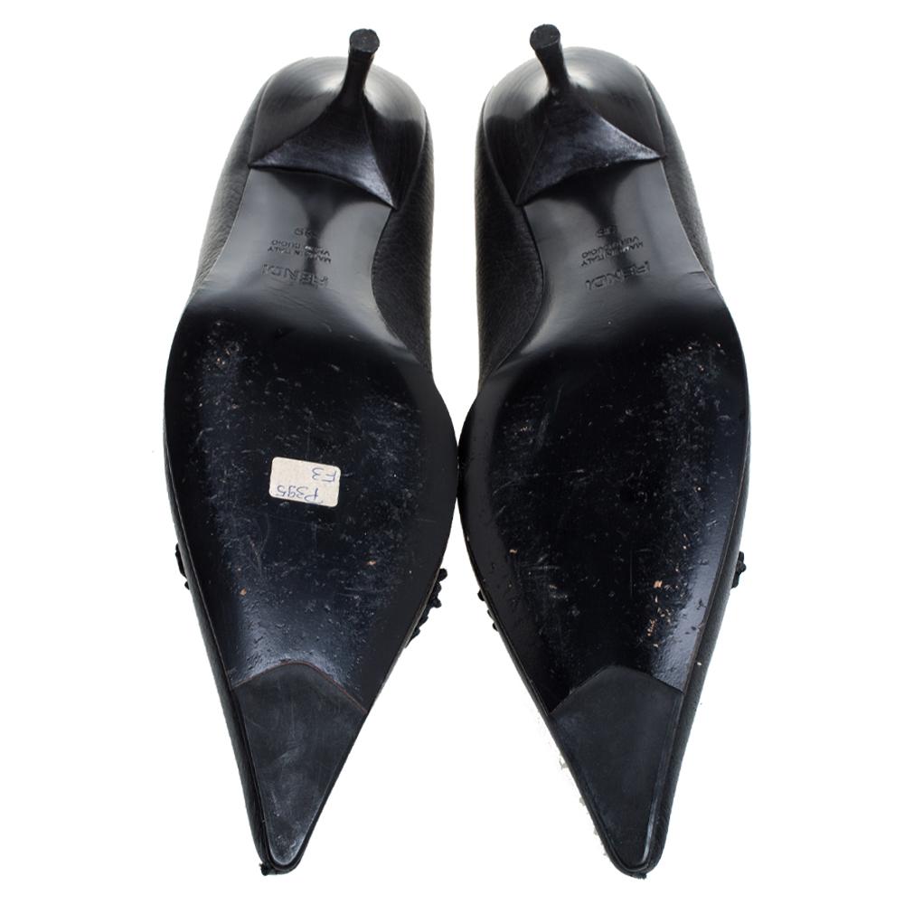 Fendi Black Leather Pointed Toe Pumps Size 39 1