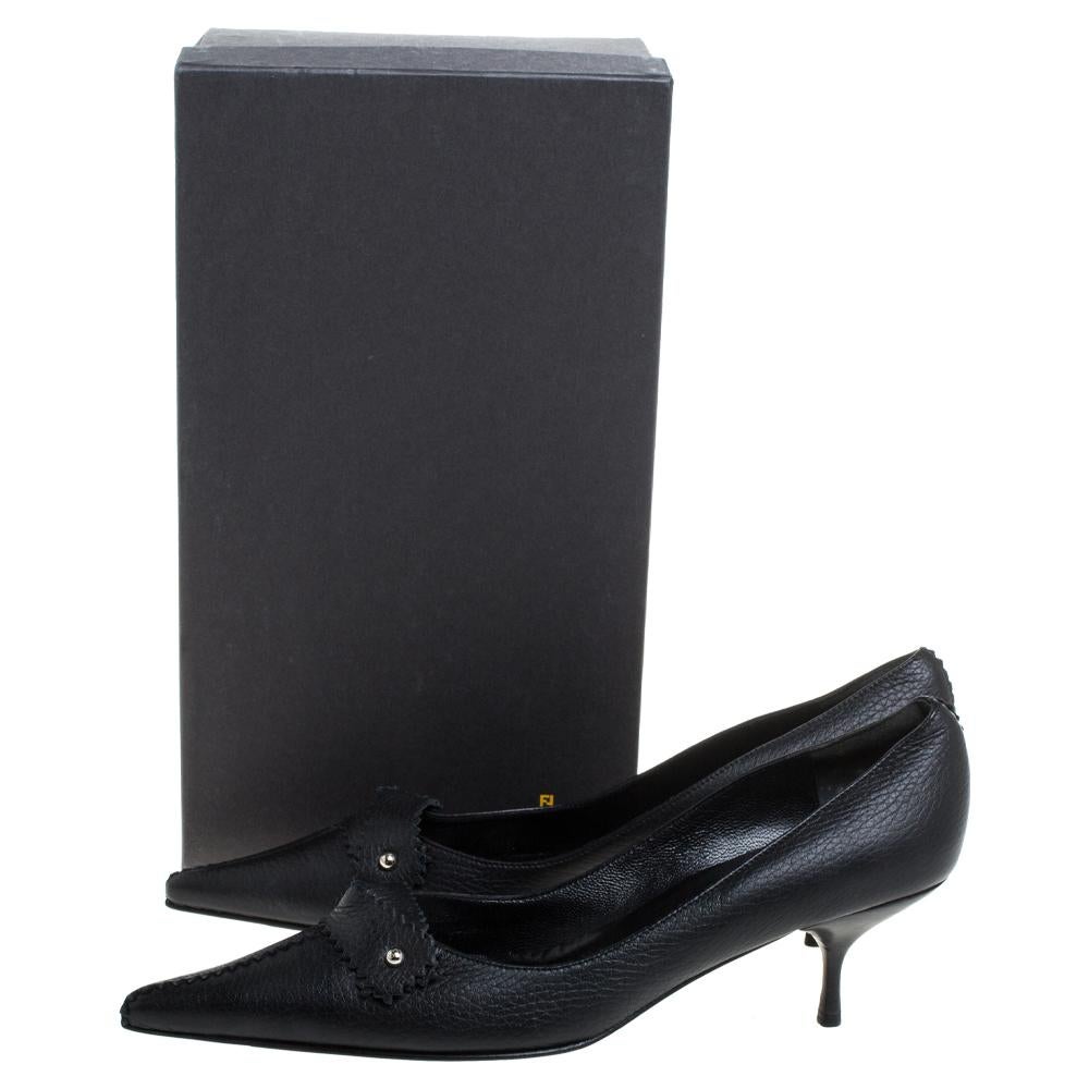 Fendi Black Leather Pointed Toe Pumps Size 39 2