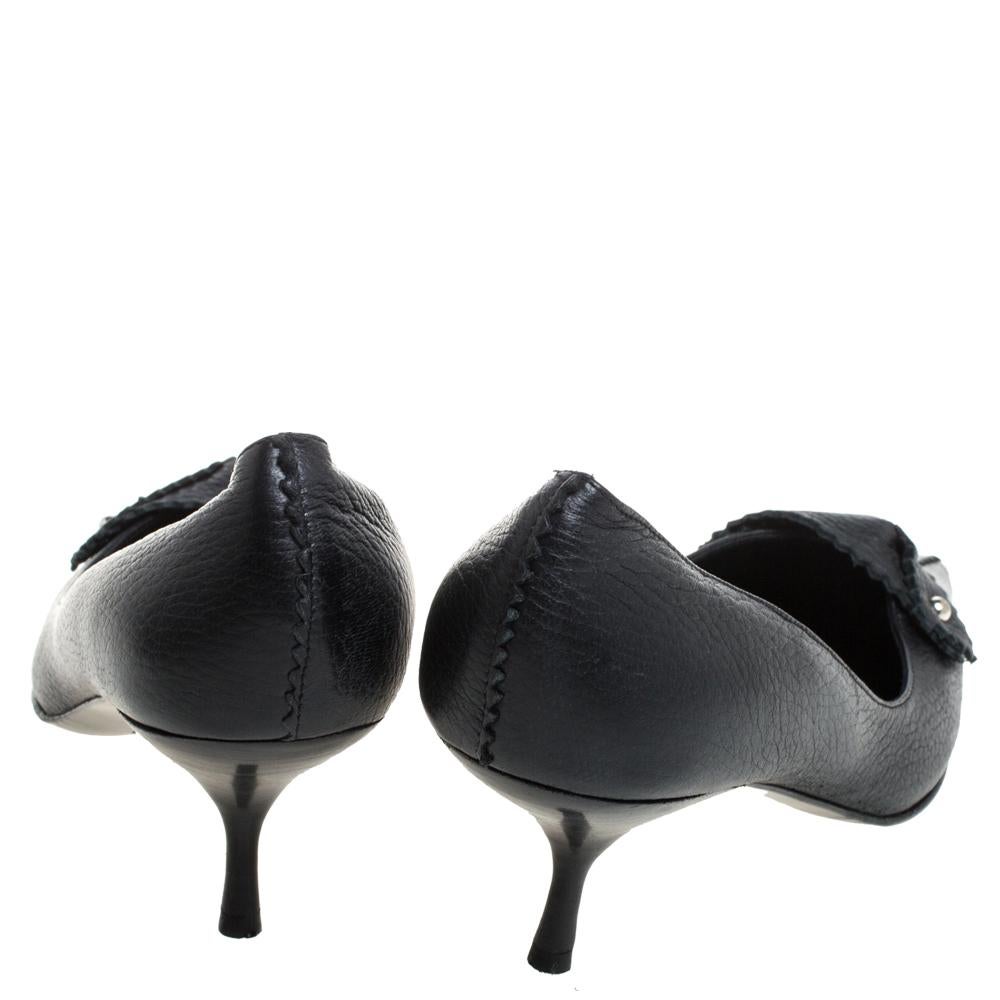 Fendi Black Leather Pointed Toe Pumps Size 39 4