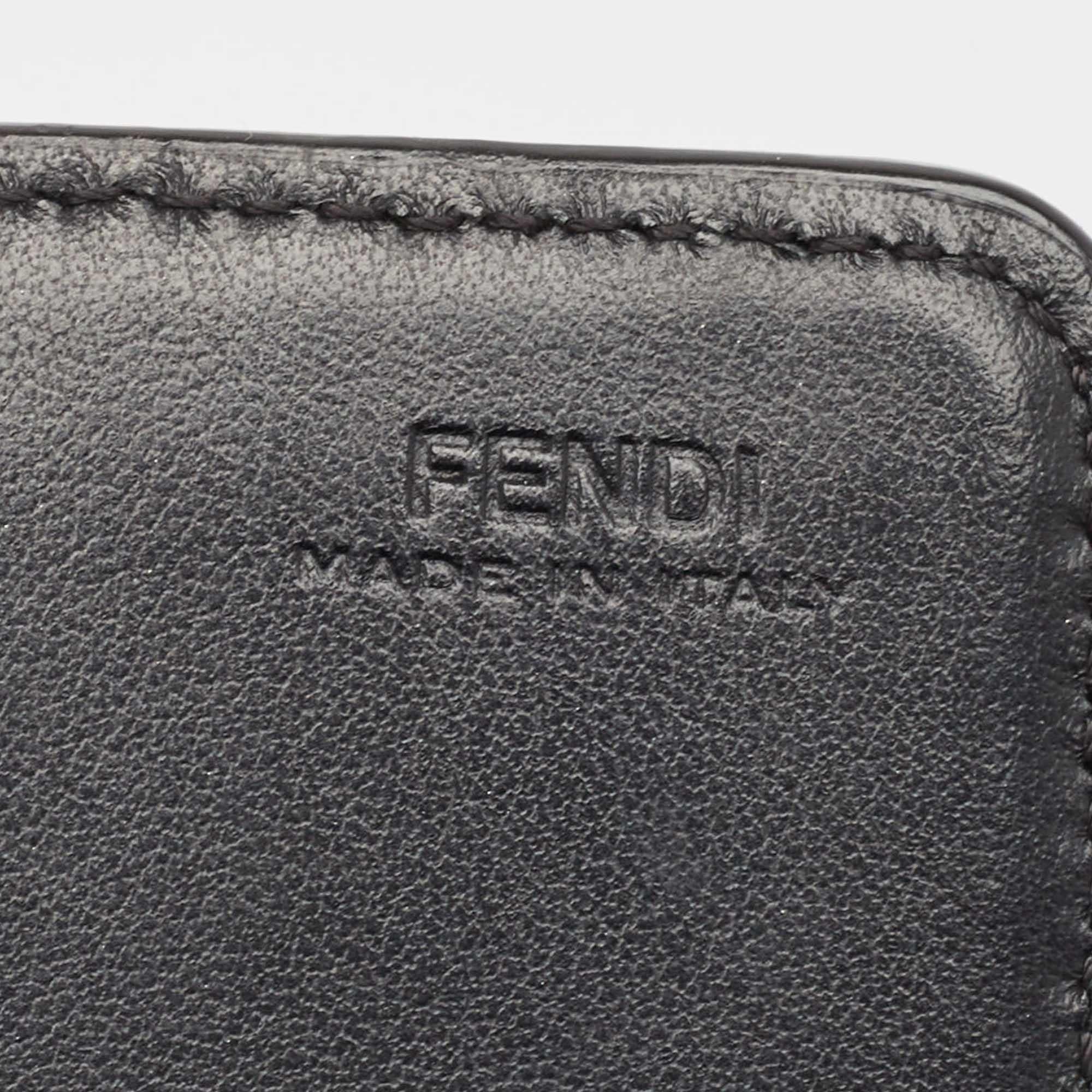 Fendi Black Leather Rainbow Stud Flap Wallet on Chain 5