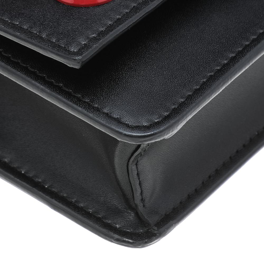 Fendi Black Leather Rainbow Stud Tube Wallet On Chain 1