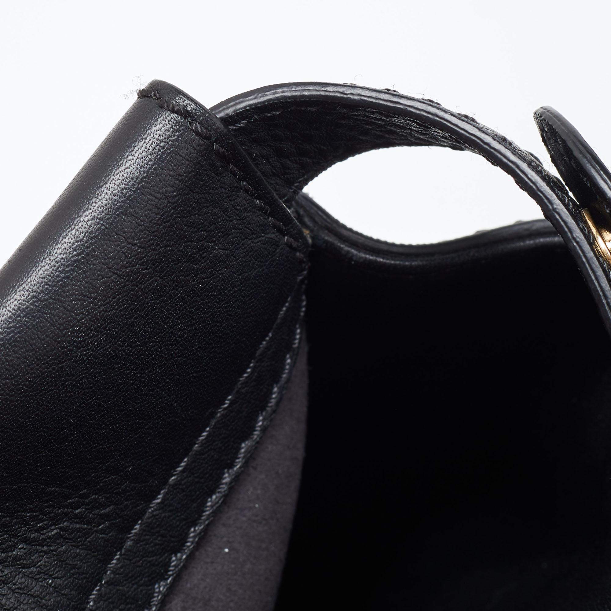 Fendi Black Leather Regular Peekaboo Top Handle Bag For Sale 6
