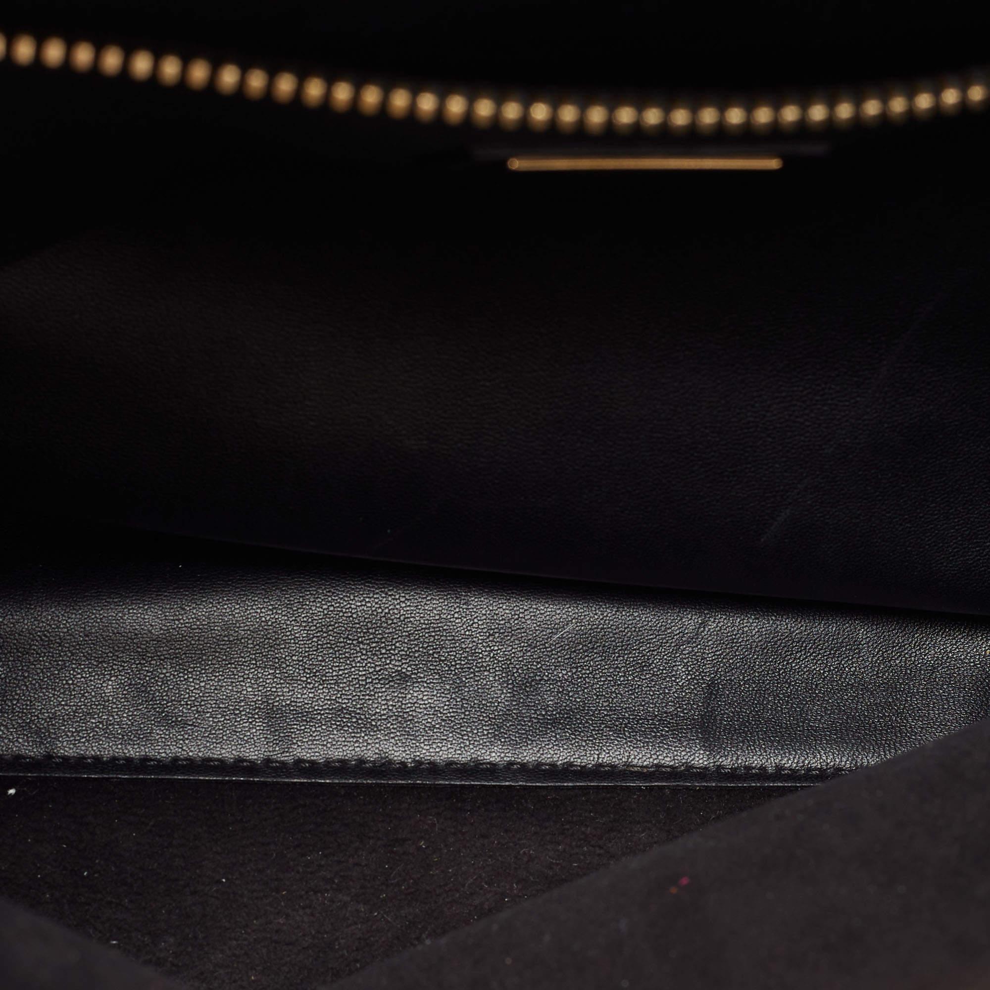 Fendi Black Leather Regular Peekaboo Top Handle Bag For Sale 8