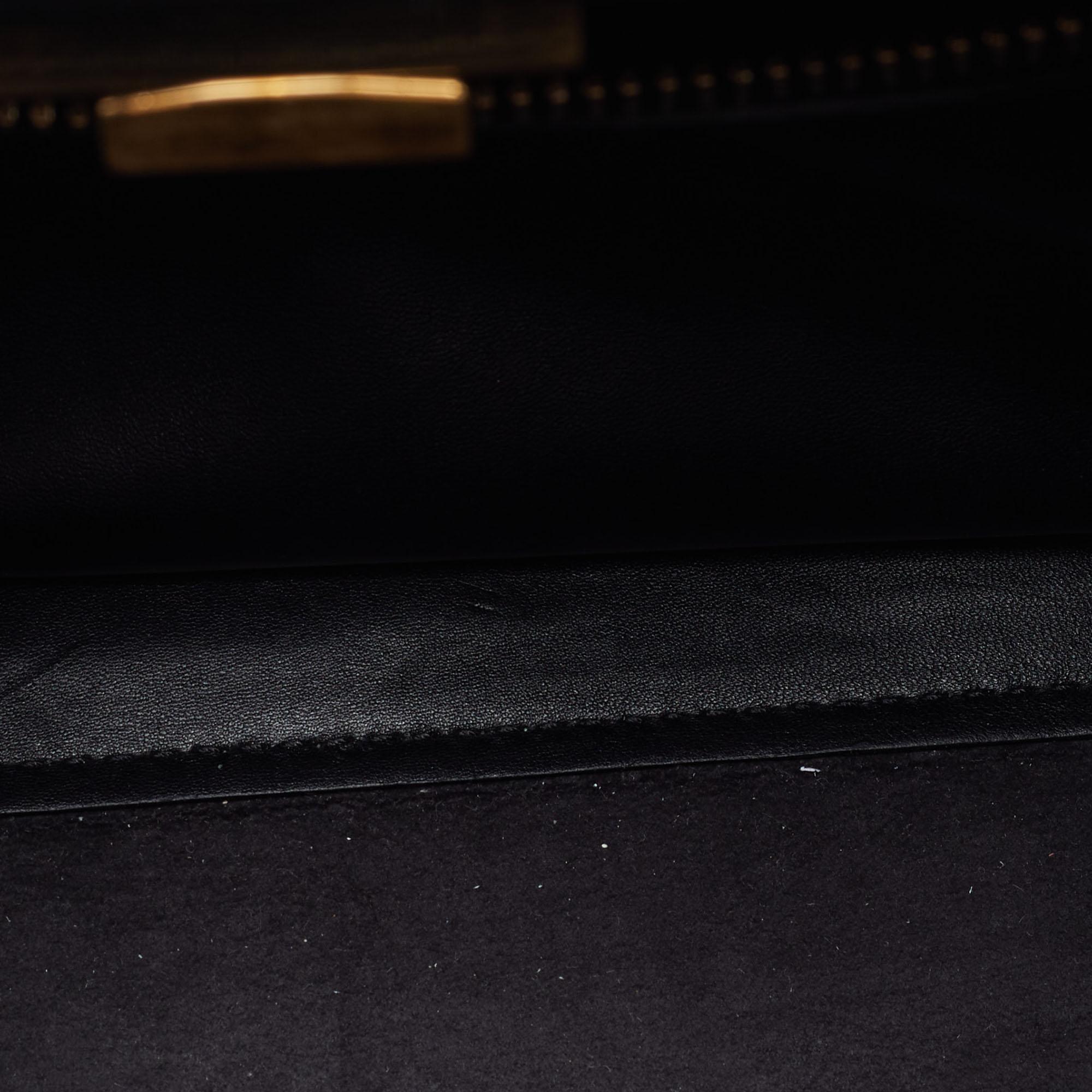 Fendi Black Leather Regular Peekaboo Top Handle Bag For Sale 9