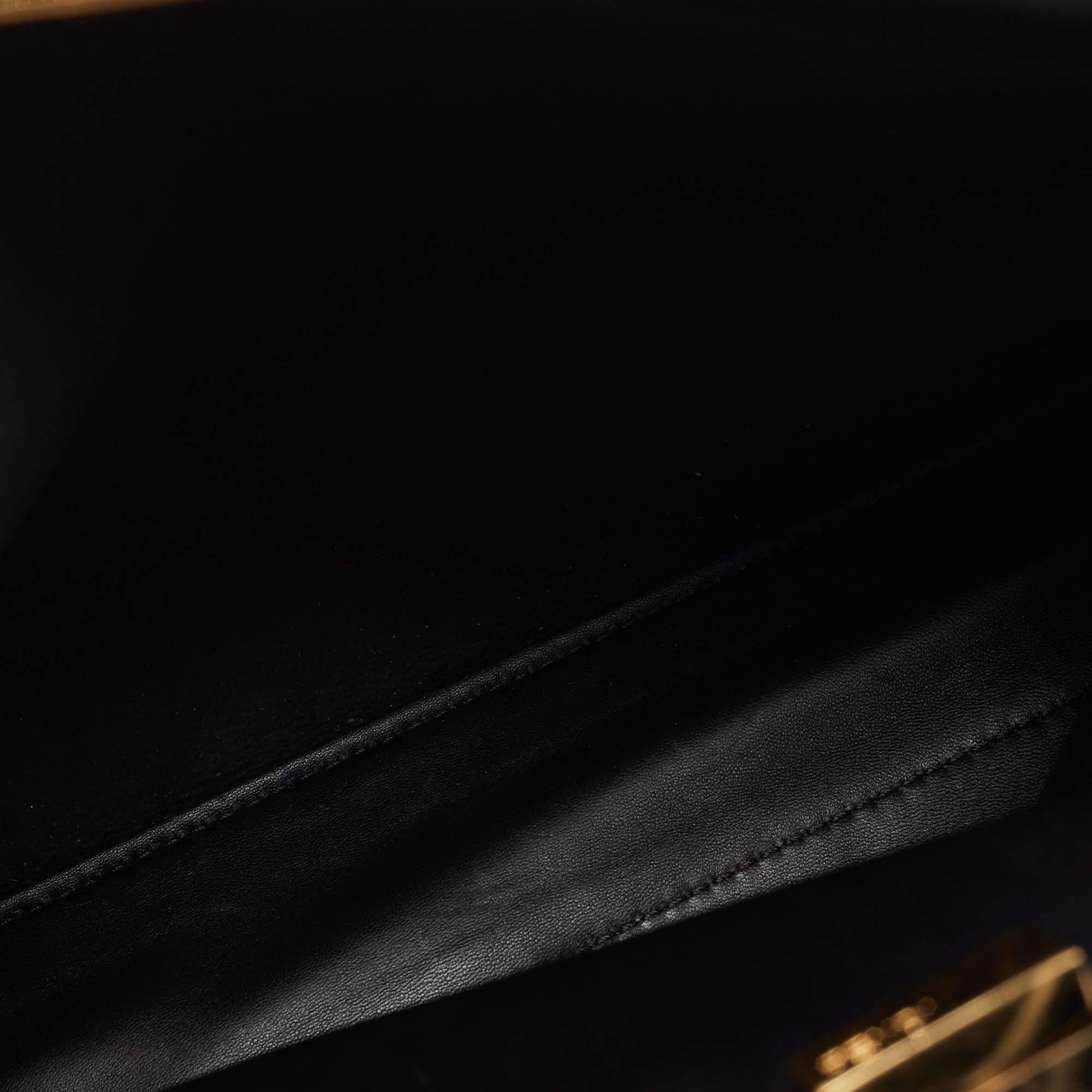 Fendi Black Leather Regular Peekaboo Top Handle Bag For Sale 10