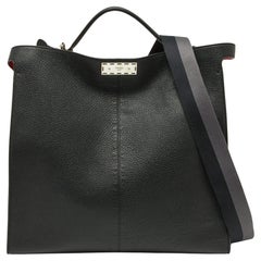Fendi Black Leather Regular Peekaboo X Lite Top Handle Bag