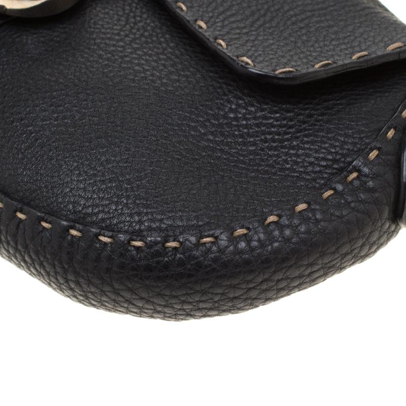Fendi Black Leather Selleria Shoulder Bag 6