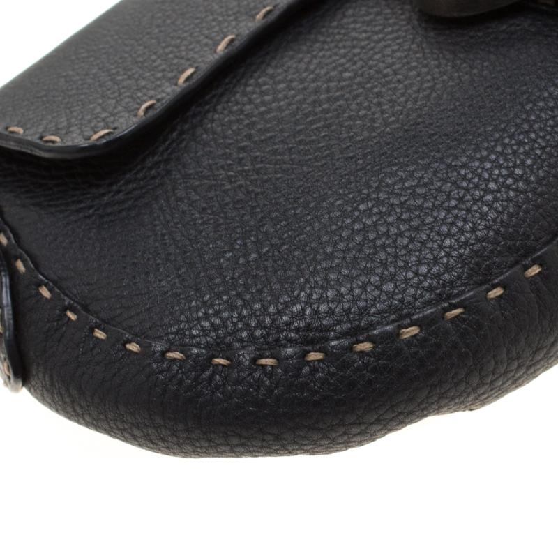 Fendi Black Leather Selleria Shoulder Bag 7