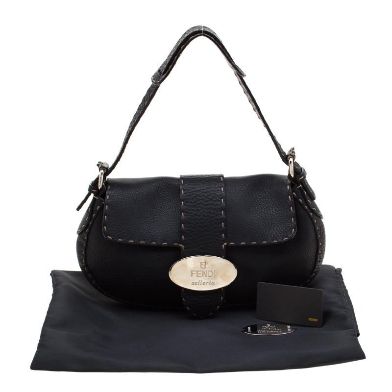 Fendi Black Leather Selleria Shoulder Bag 8