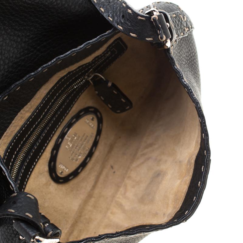 Fendi Black Leather Selleria Shoulder Bag 3