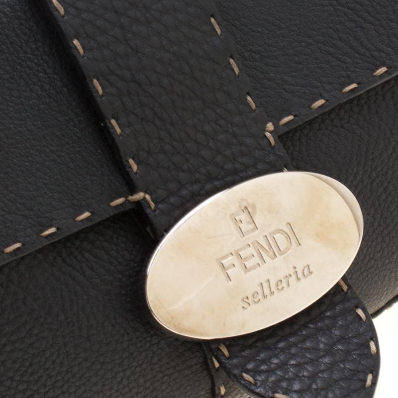 Fendi Black Leather Selleria Shoulder Bag 4