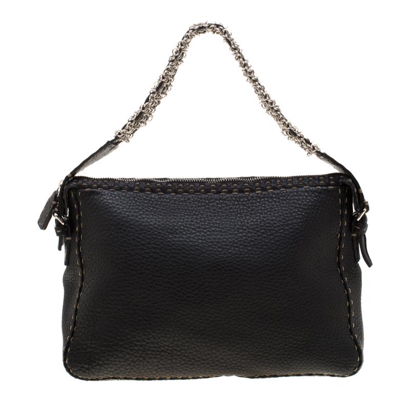 Women's Fendi Black Leather Shoulder Bag