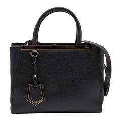 Fendi 2Jours Tragetasche aus schwarzem Leder