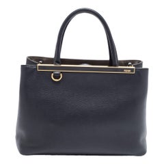 Fendi 2Jours Tragetasche aus schwarzem Leder