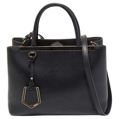 Fendi 2Jours Tragetasche aus schwarzem Leder