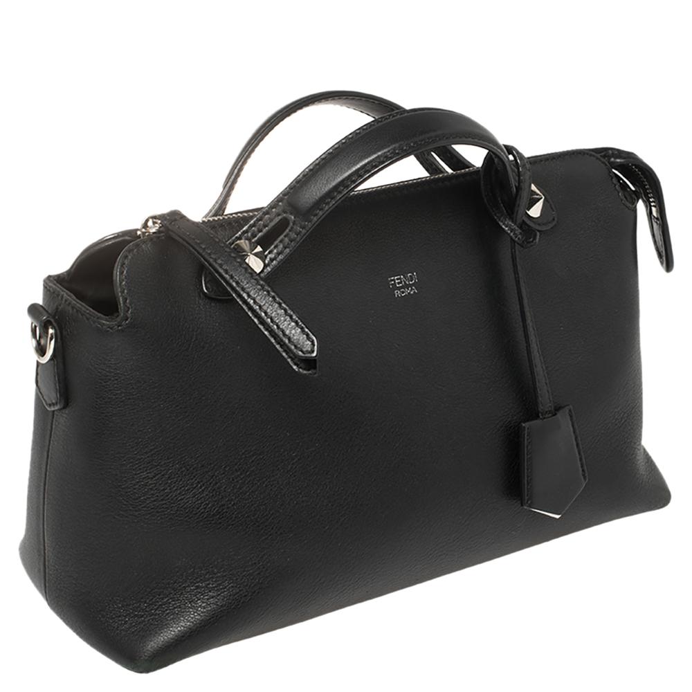 Women's Fendi Black Leather Small By The Way Boston Bag