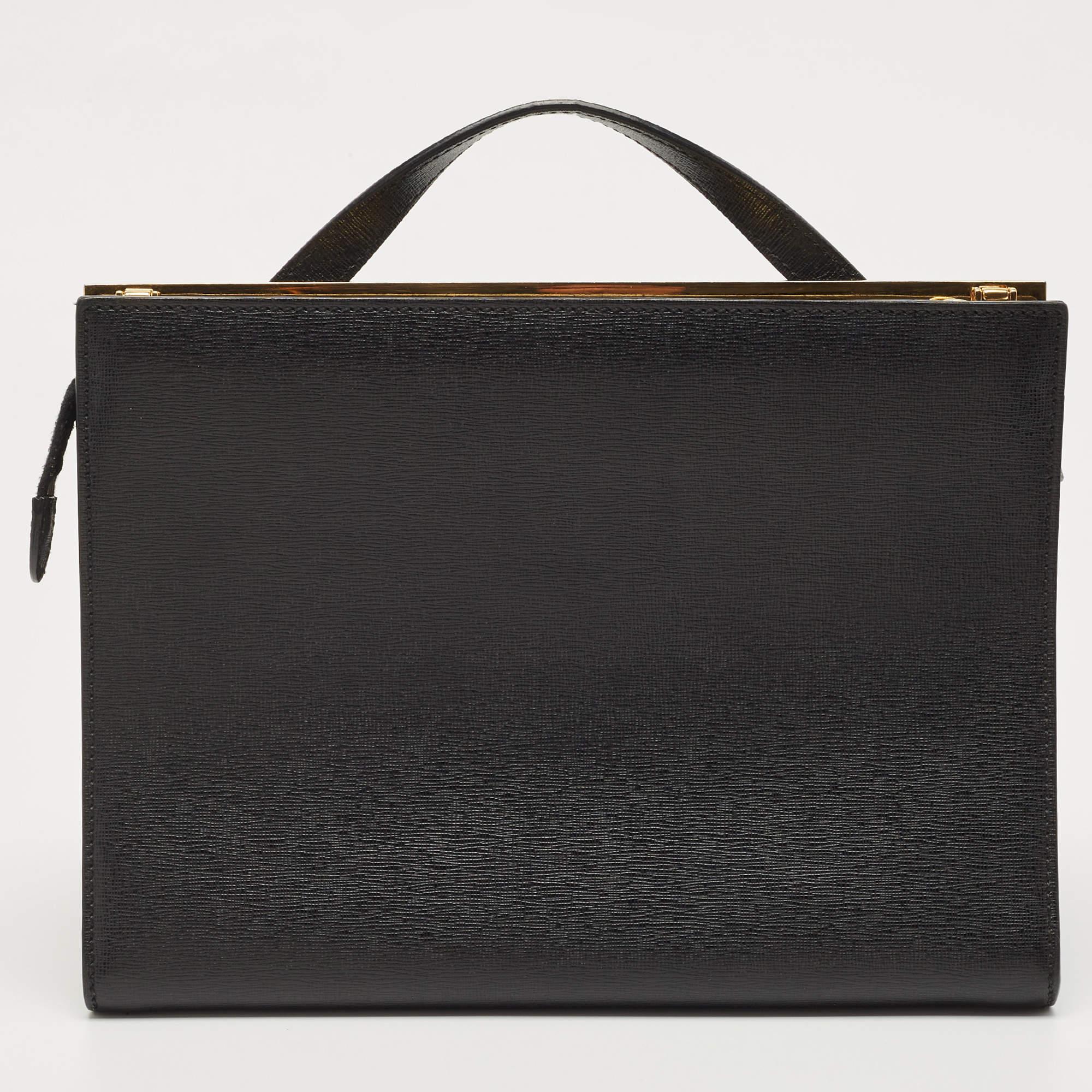 Fendi Black Leather Small Demi Jour Top Handle Bag 10