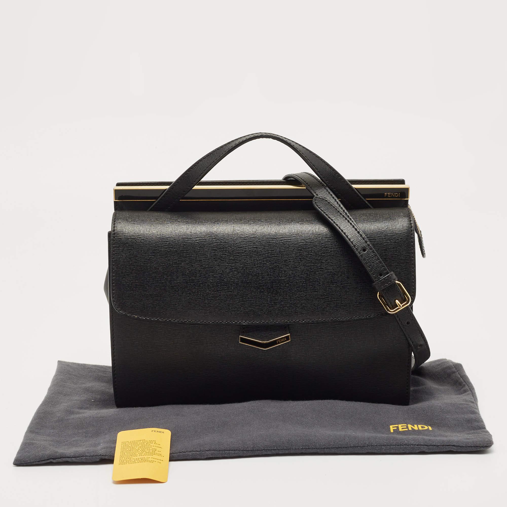 Fendi Black Leather Small Demi Jour Top Handle Bag 13