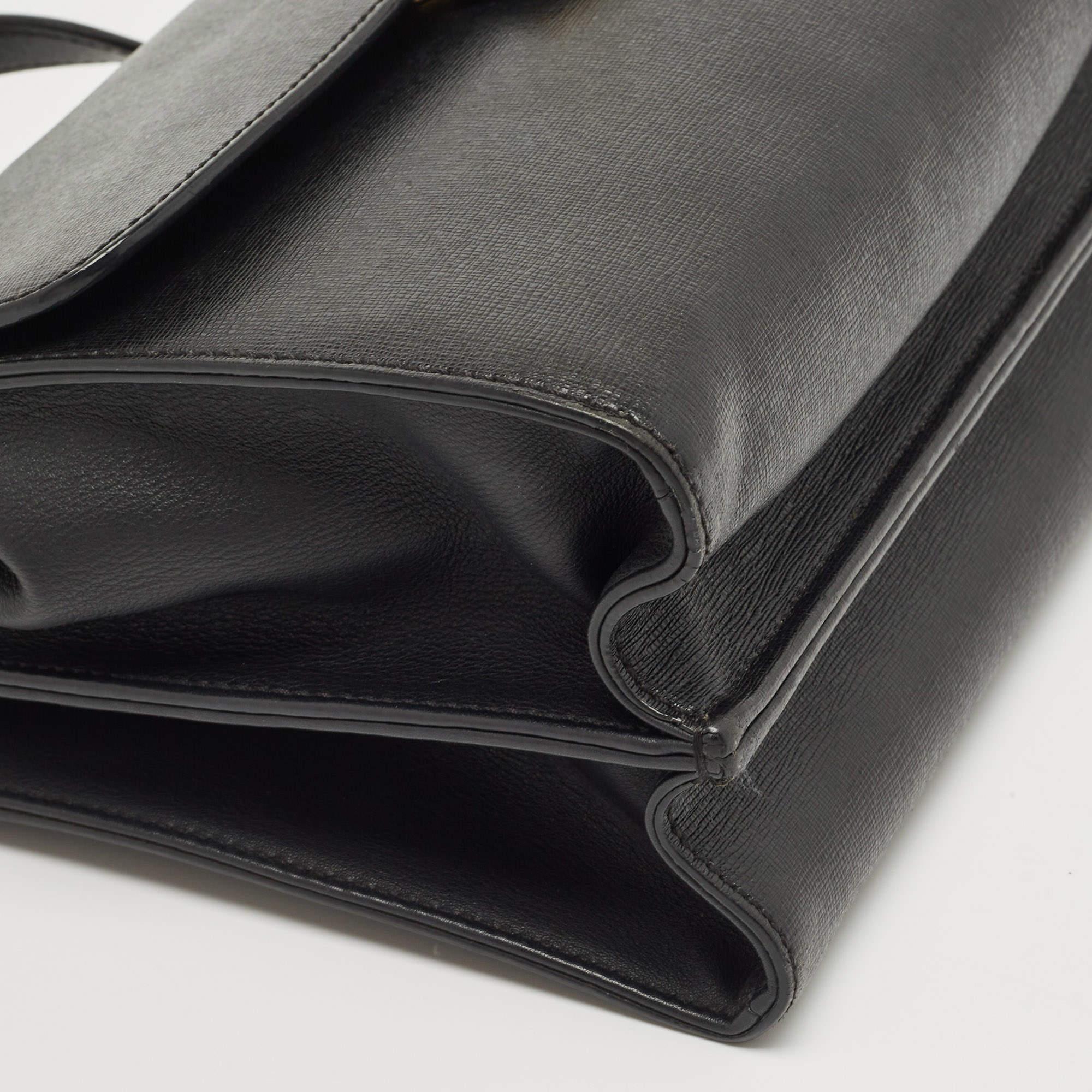 Fendi Black Leather Small Demi Jour Top Handle Bag In Good Condition In Dubai, Al Qouz 2
