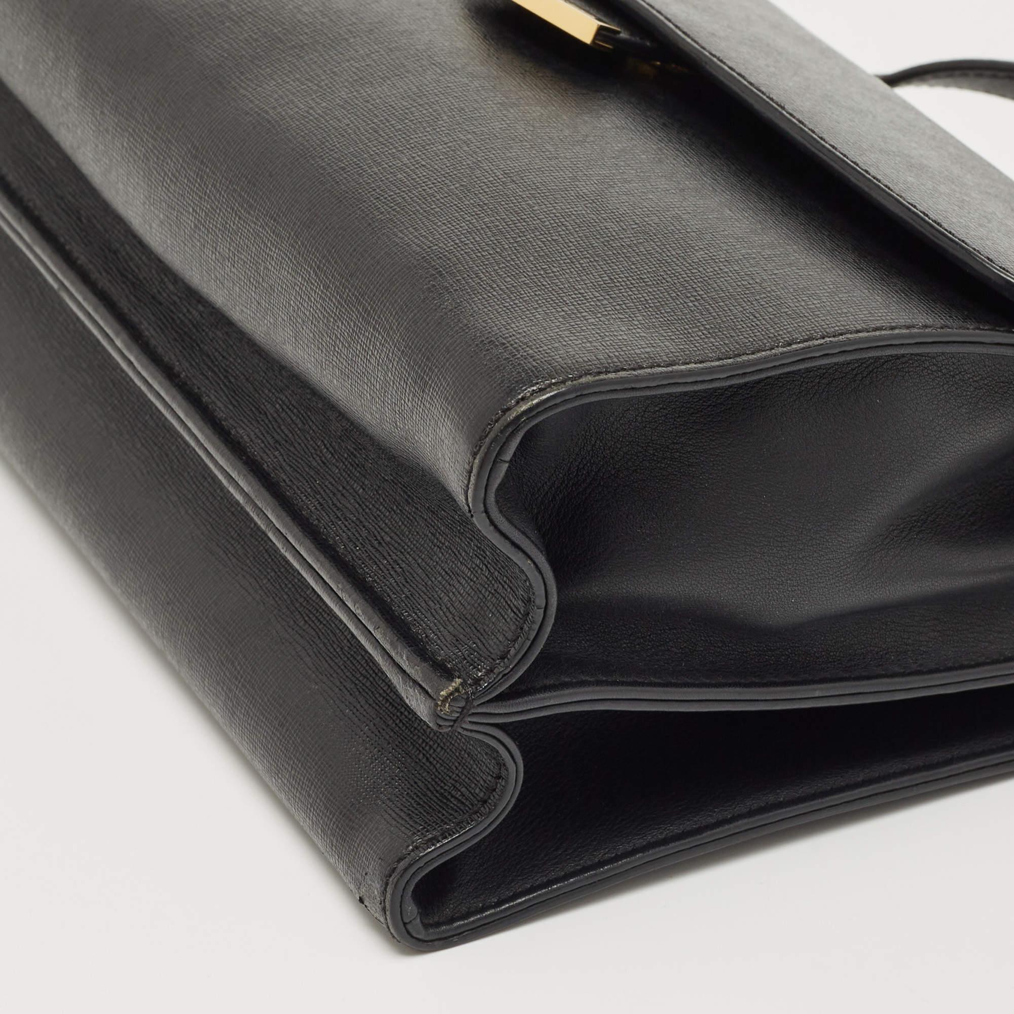 Women's Fendi Black Leather Small Demi Jour Top Handle Bag