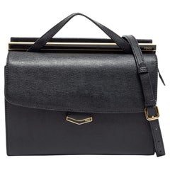 Fendi Black Leather Small Demi Jour Top Handle Bag